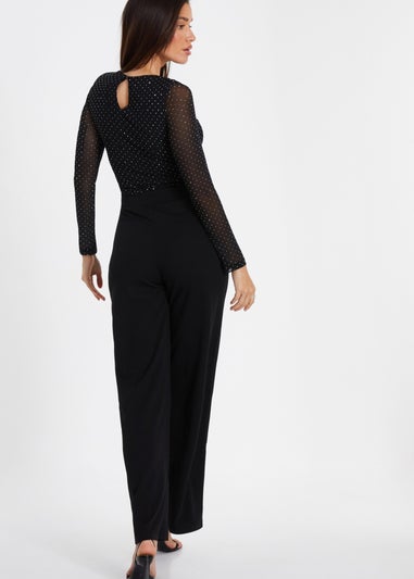 Quiz Black Mesh Stud Detail Top