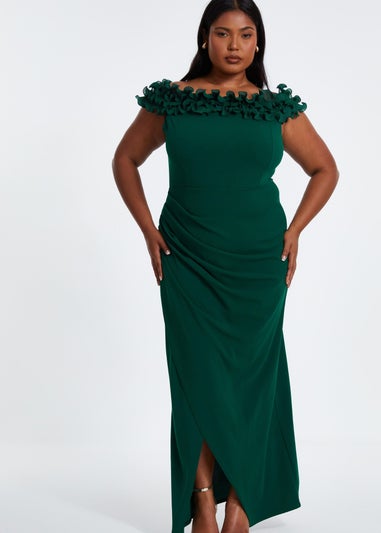Quiz Green Curve Bardot Maxi Dress