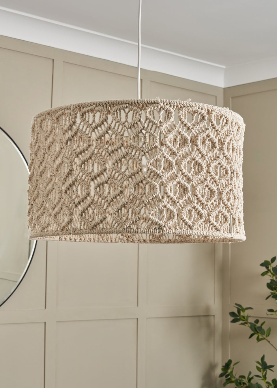 BHS Ivory Large Macrame Easyfit Shade (26cm x 47cm)
