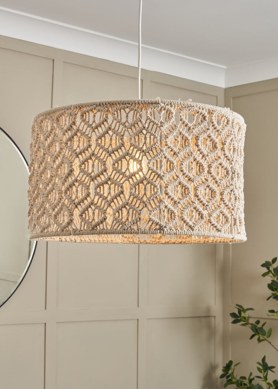 BHS Ivory Large Macrame Easyfit Shade (26cm x 47cm)