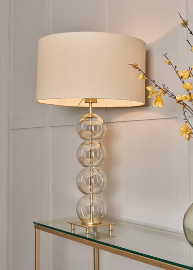 BHS Antique Brass Metro Ball Stacked Table Lamp Champagne (71cm x 40cm)