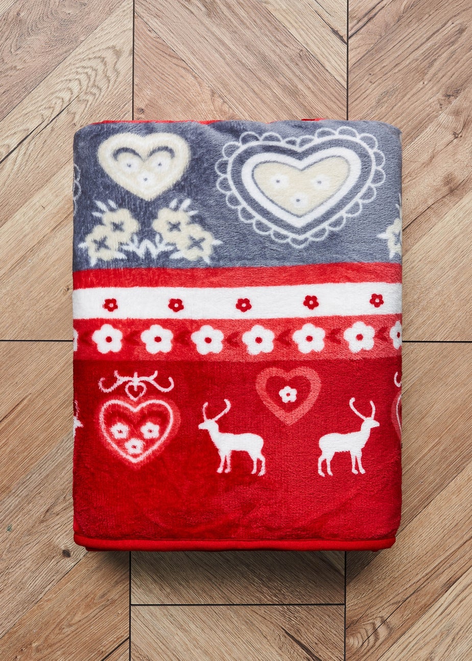 BHS Red Christmas Winter Snow Throw