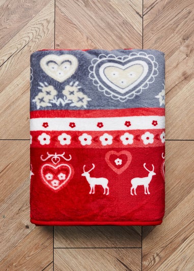 BHS Red Christmas Winter Snow Throw