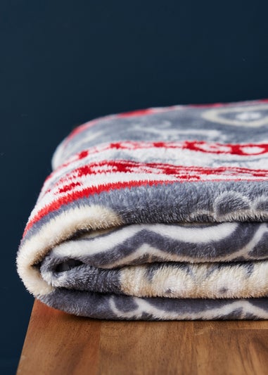 BHS Red Christmas Winter Snow Throw