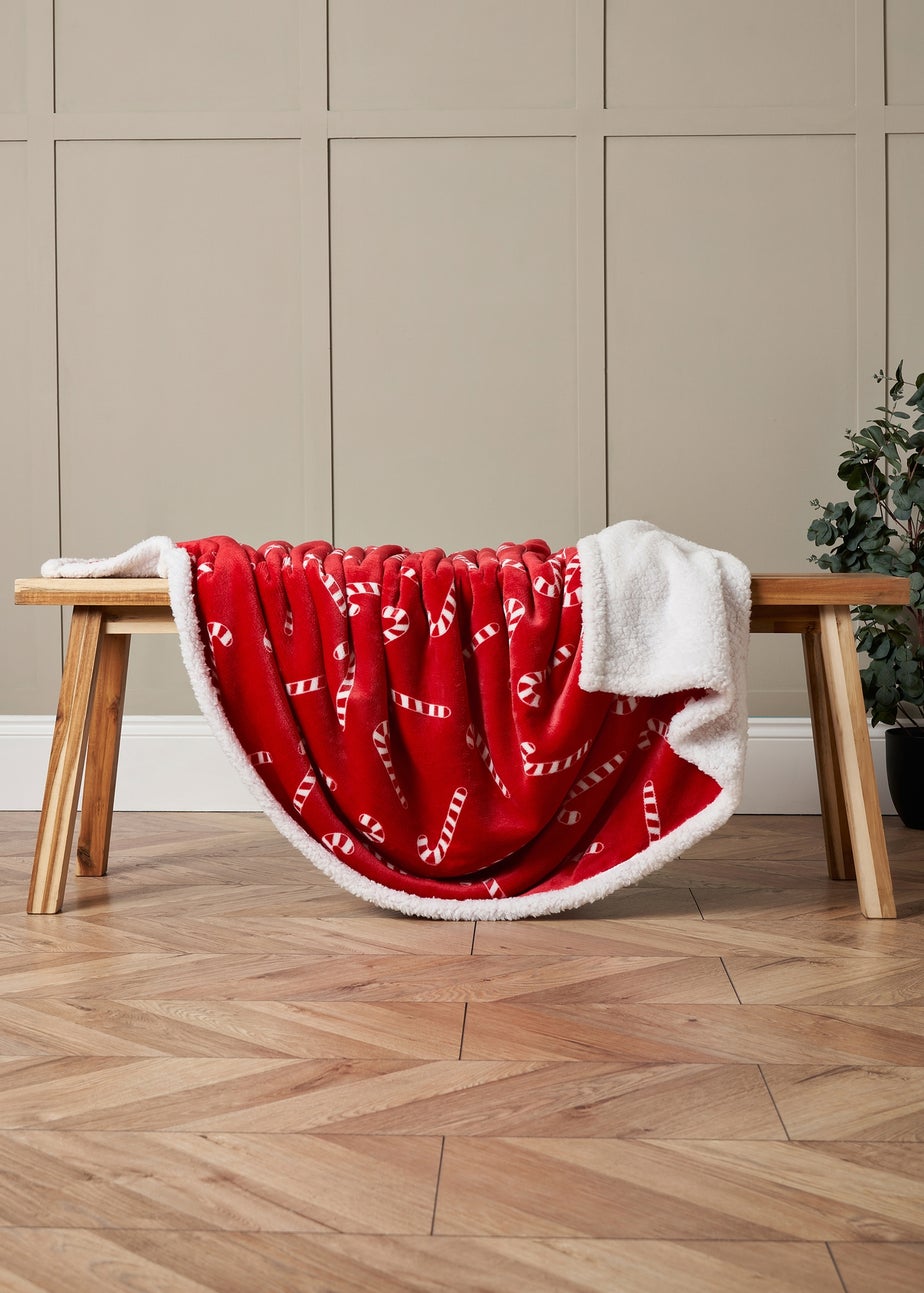BHS Red Candy Cane Throw