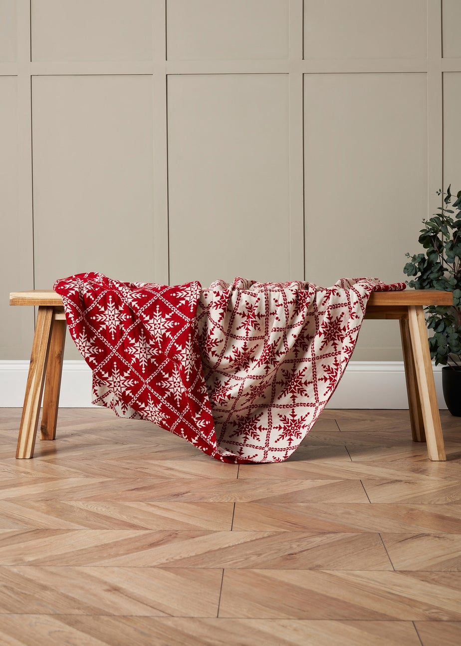 BHS Red Christmas Design Throw