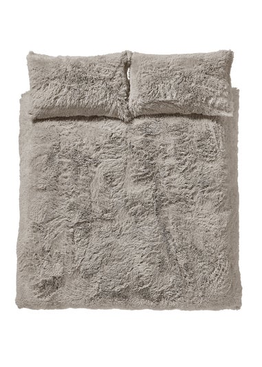 Catherine Lansfield Cuddly Deep Pile Faux Fur Duvet Cover Set Natural