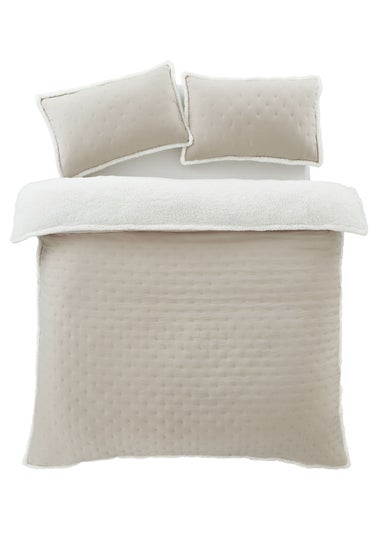 Catherine Lansfield Nori Cream Pinsonic Faux-Shearling Duvet Cover Set