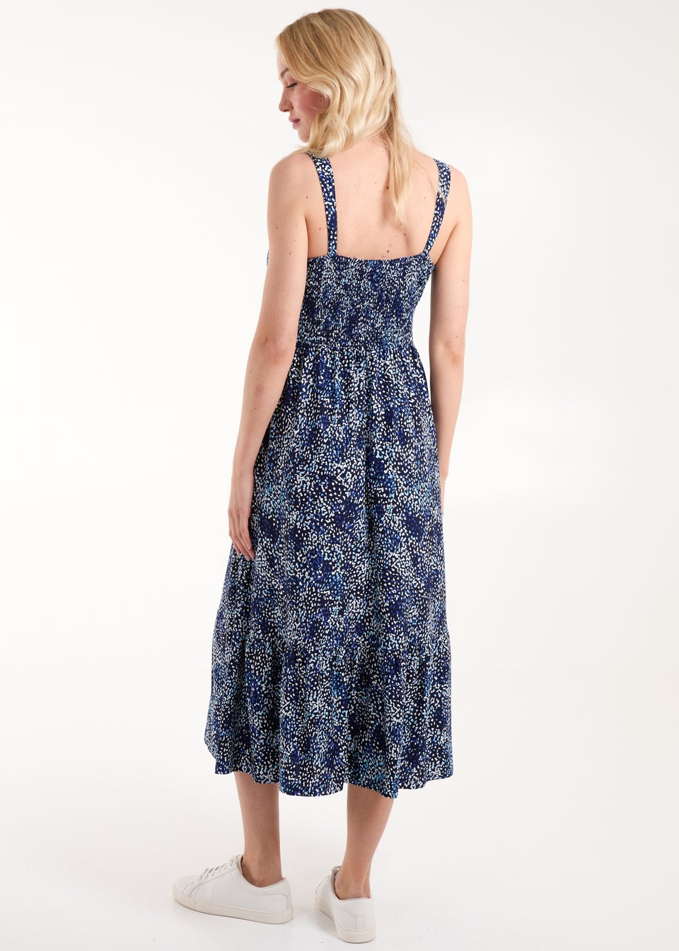 Blue Vanilla Navy Ruched Cami Midi Dress With Buttons