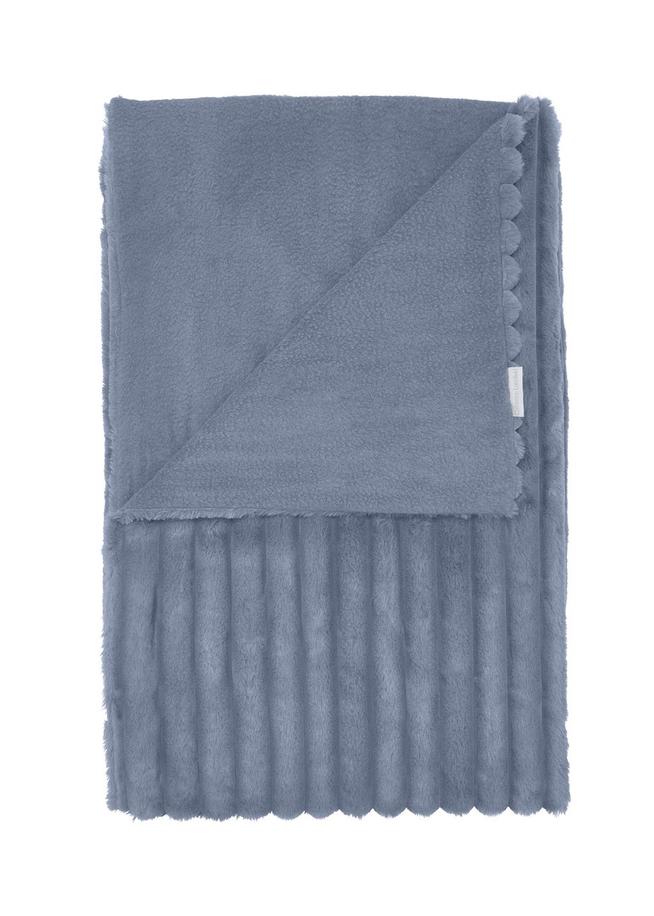 Catherine Lansfield Cosy Ribbed Faux Fur Soft Blanket Throw (130x170 cm)
