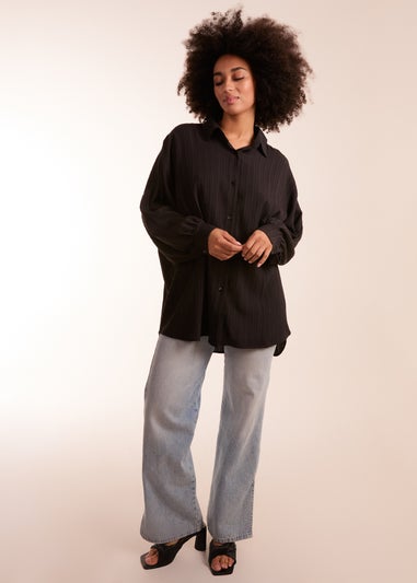 Blue Vanilla Black Crinkle Oversized Shirt