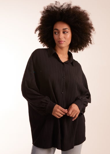 Blue Vanilla Black Crinkle Oversized Shirt