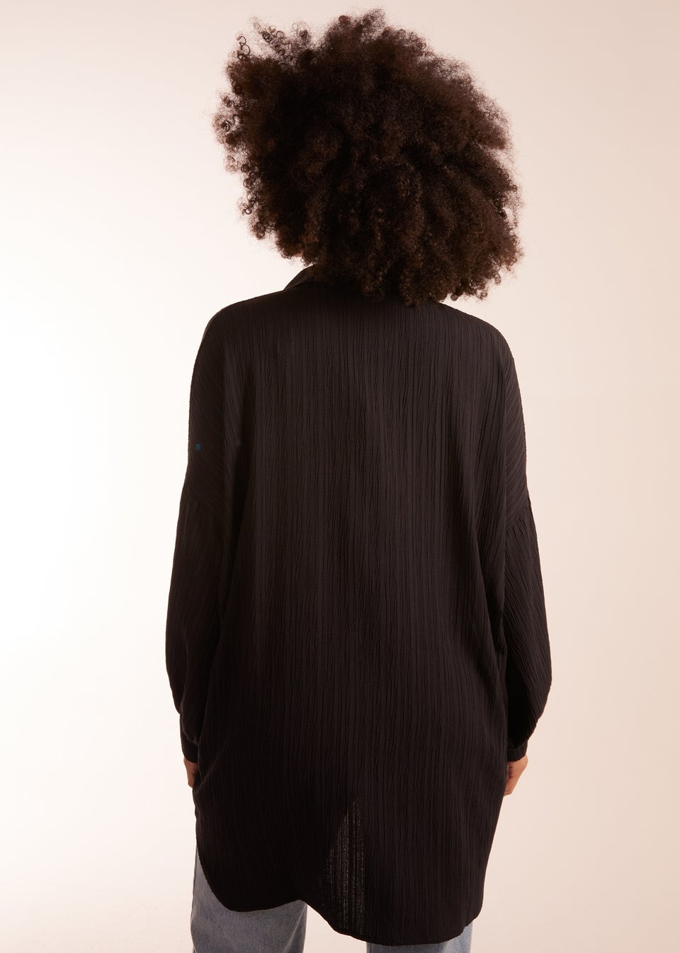 Blue Vanilla Black Crinkle Oversized Shirt