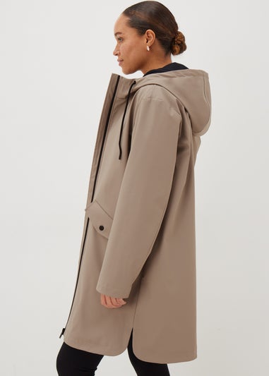Stone Rubberised Showerproof Parka Coat