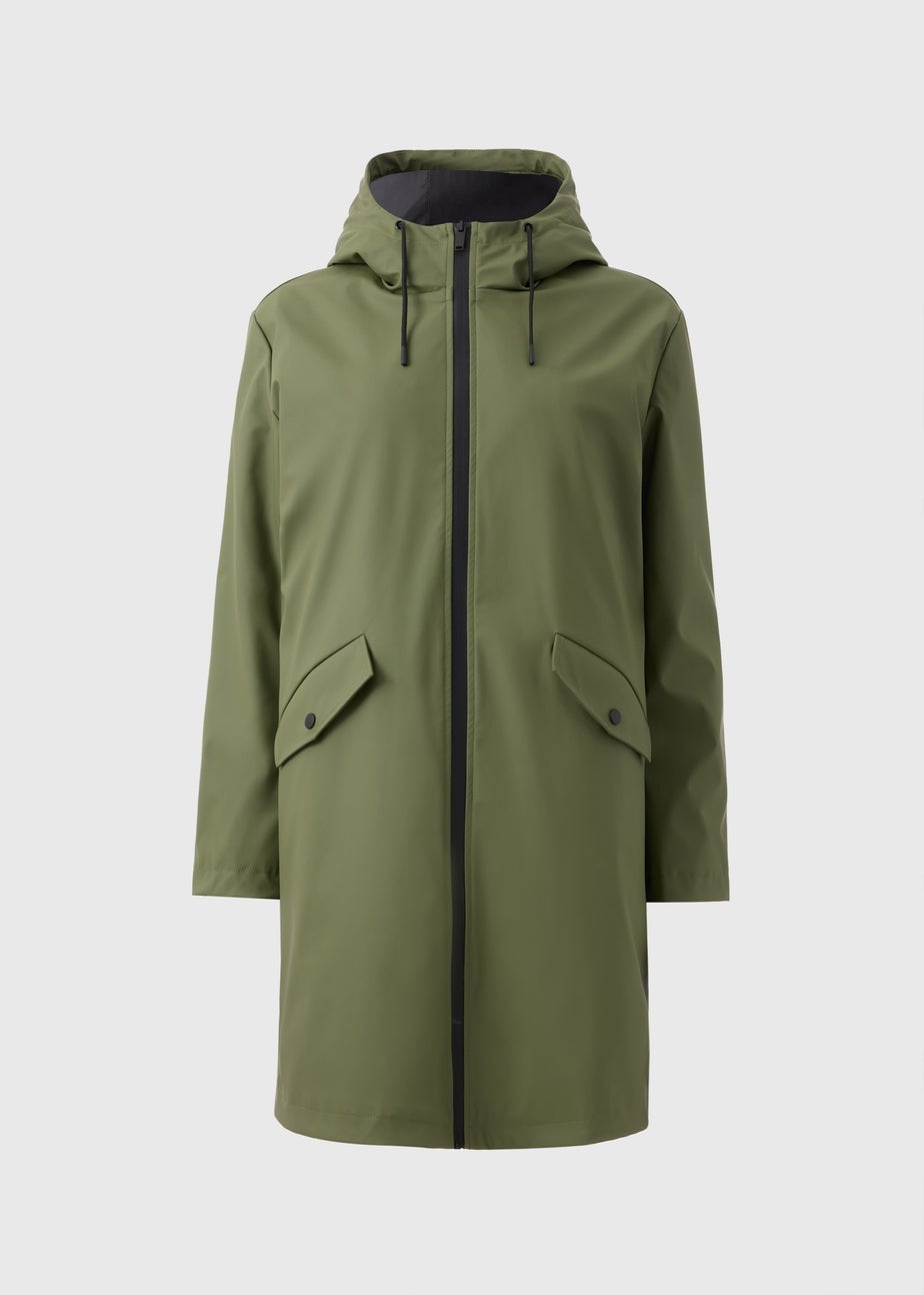 Khaki Rubberised Showerproof Parka Coat