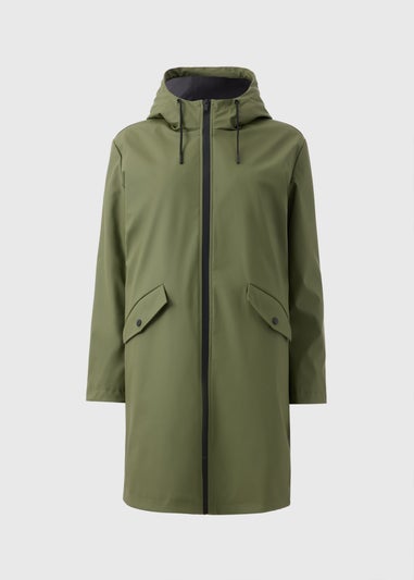 Khaki Rubberised Showerproof Parka Coat