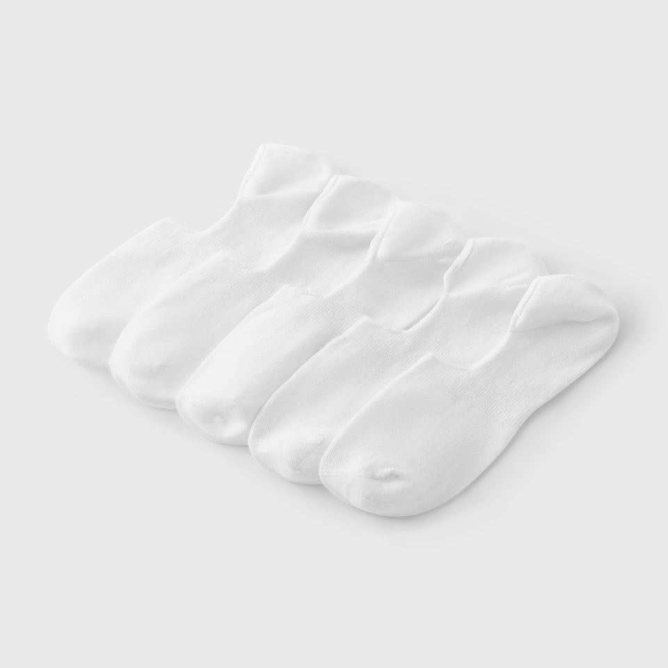 5 Pack White Invisible Socks