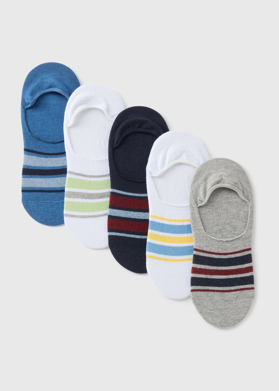 5 Pack Multicolour Stripe Invisible Socks