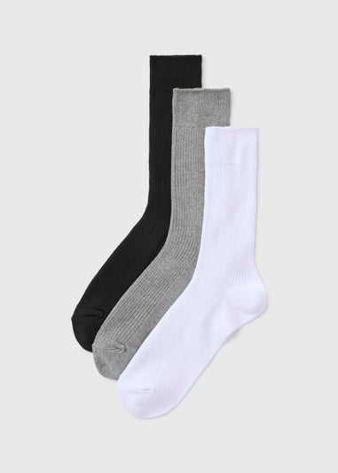 3 Pack Mono Ribbed Socks