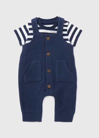 Baby Navy Stripe Top & Dungaree Set (Newborn-23mths)