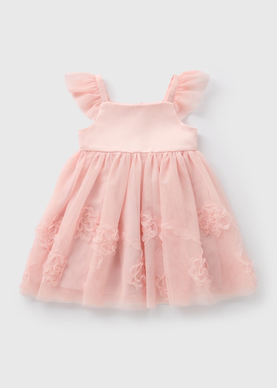 Girls Pink Corsage Mesh Dress (1-7yrs)
