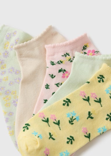 5 Pack Multicolour Floral Ankle Socks