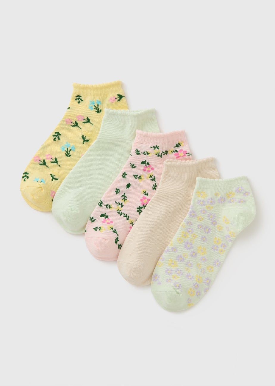 5 Pack Multicolour Floral Ankle Socks