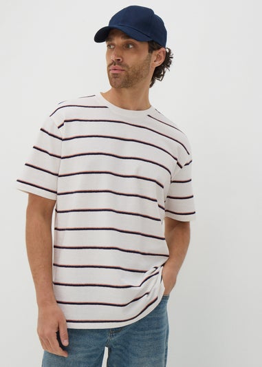 Ecru Crepe Stripe T-Shirt