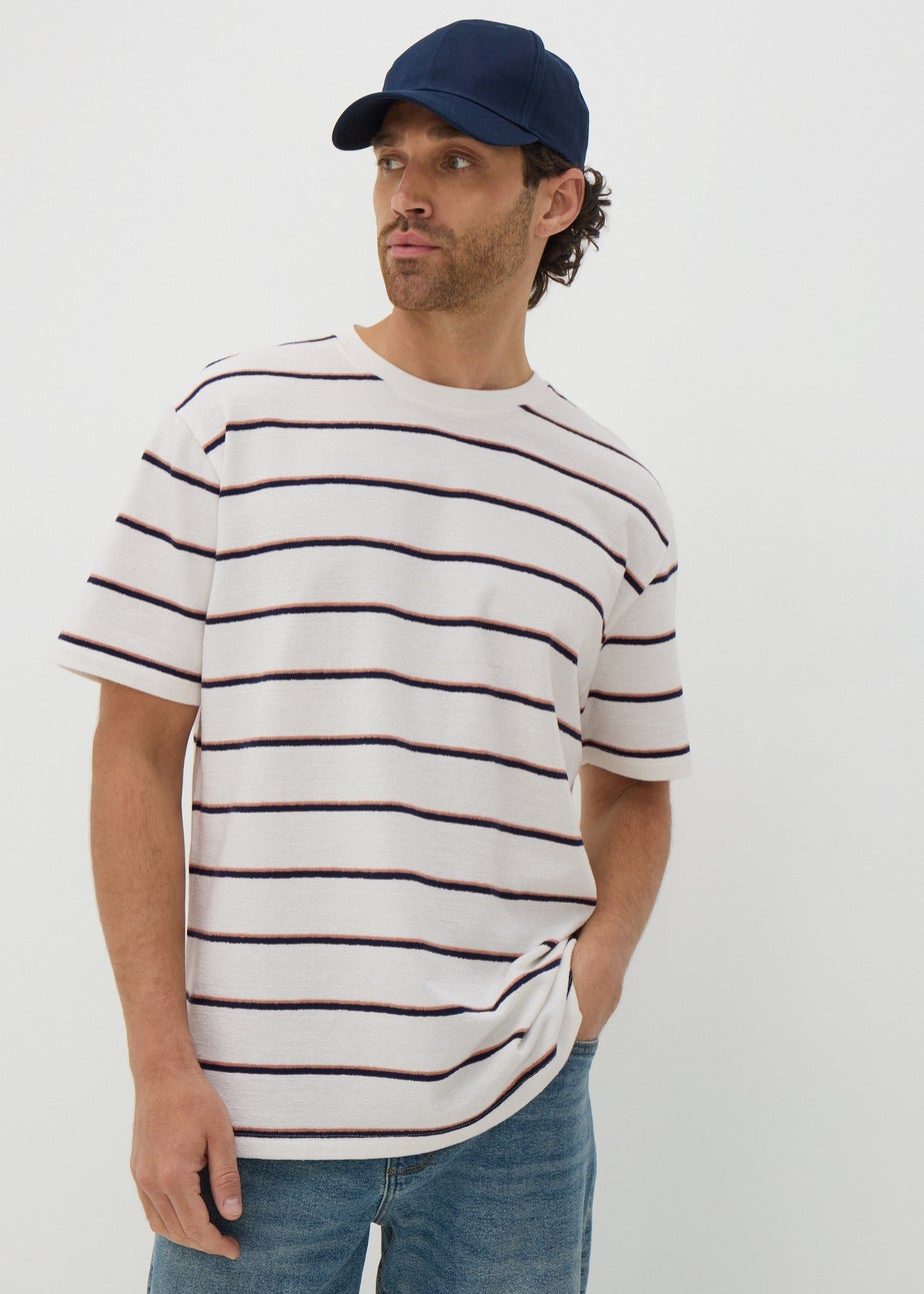 Ecru Crepe Stripe T-Shirt