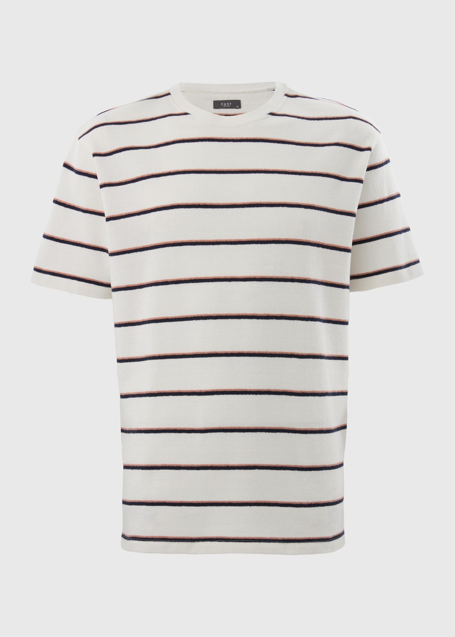 Ecru Crepe Stripe T-Shirt