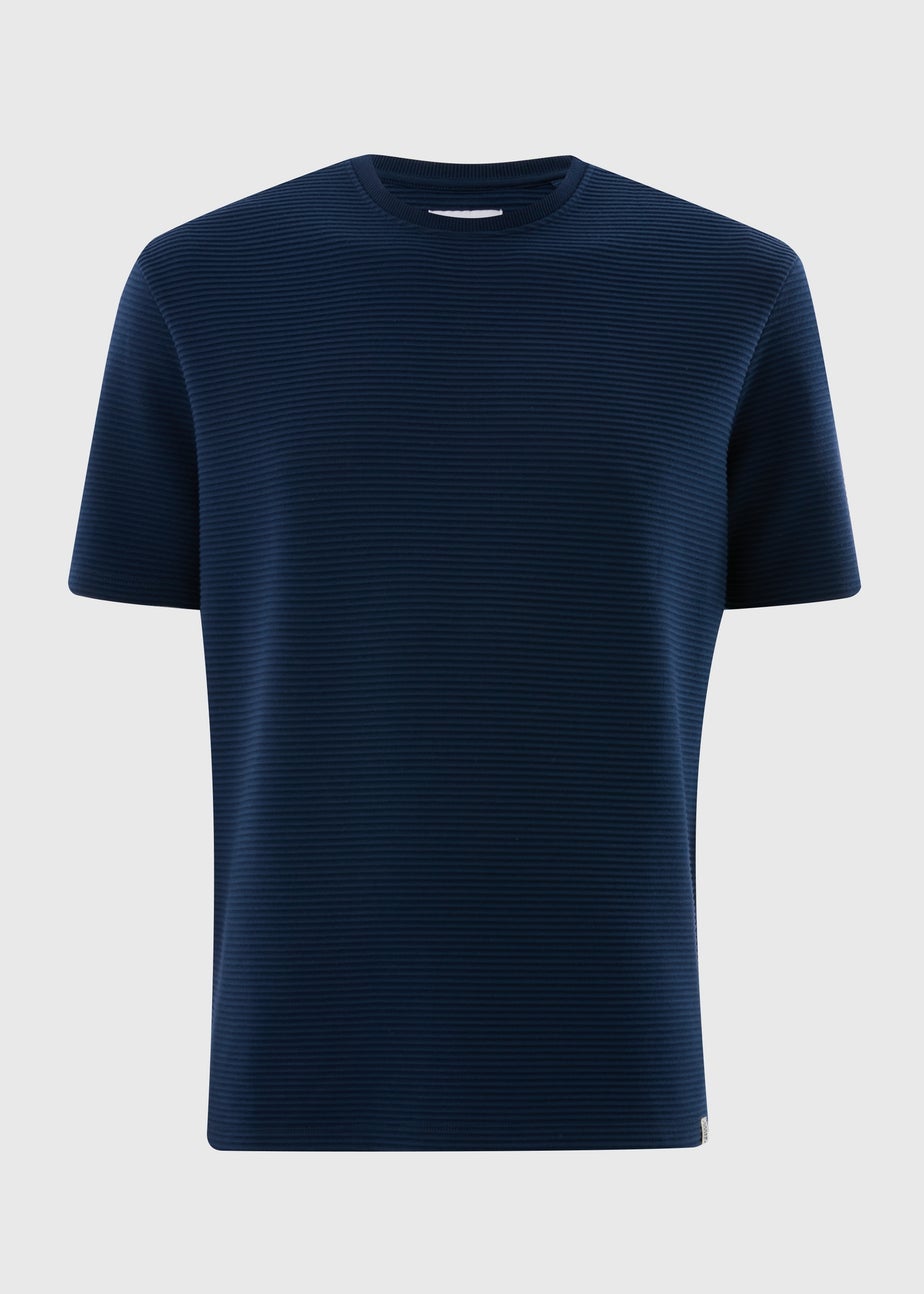 Navy Ribbed Texture T-Shirt