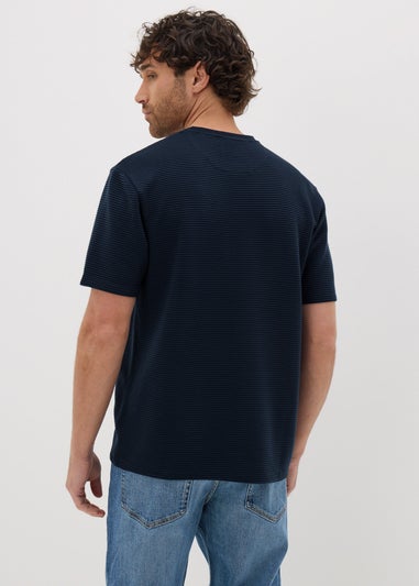 Navy Ribbed Texture T-Shirt