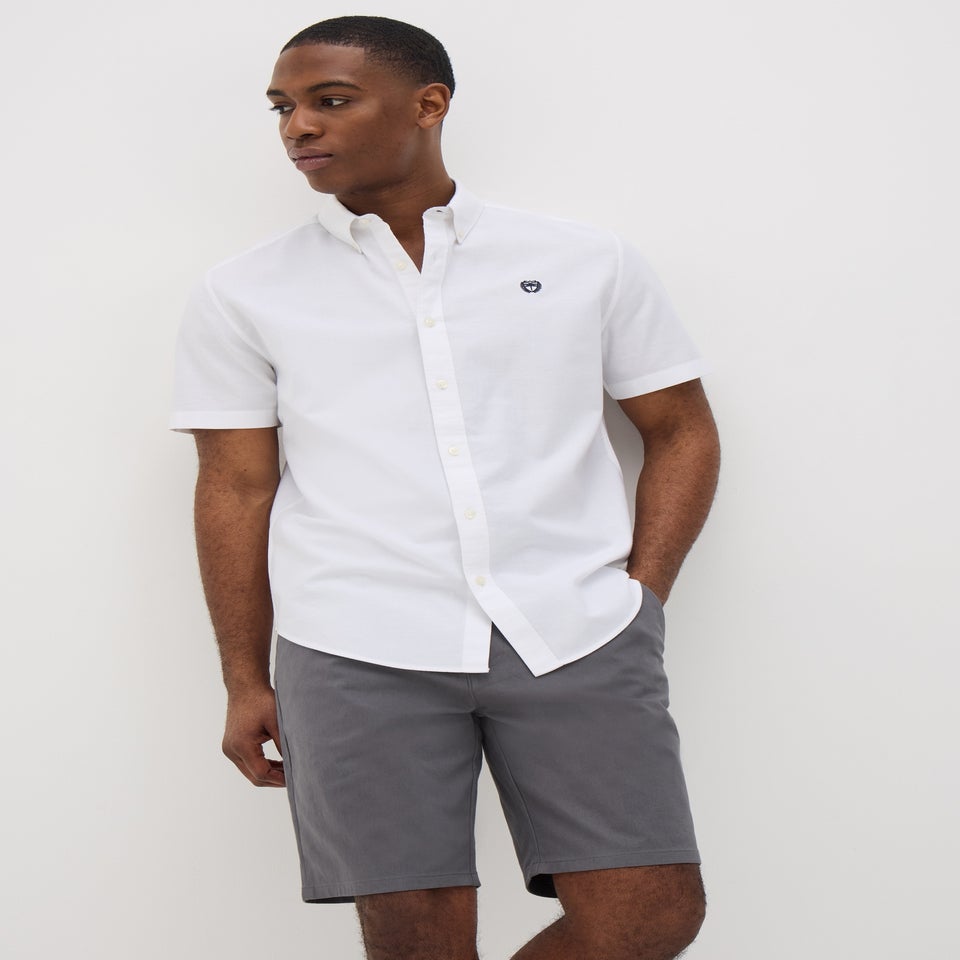 Grey Straight Fit Chino Shorts