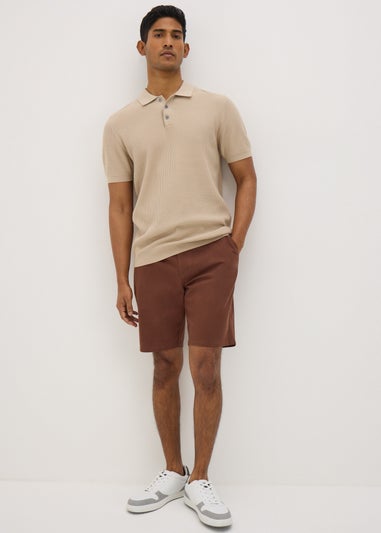 Rust Slim Fit Chino Shorts