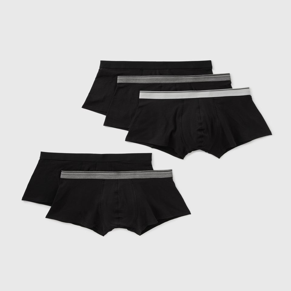 5 Pack Plain Black Hipsters