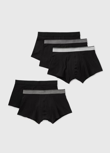 5 Pack Plain Black Hipsters
