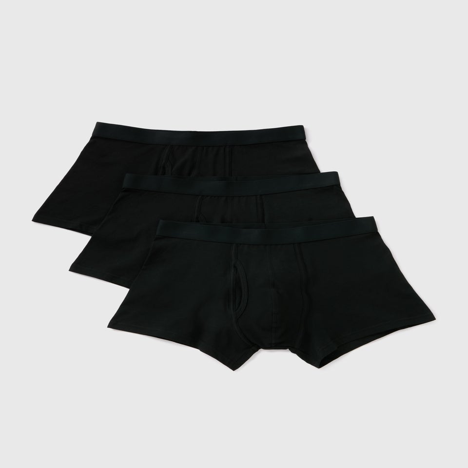 3 Pack Plain Black Keyhole Boxers