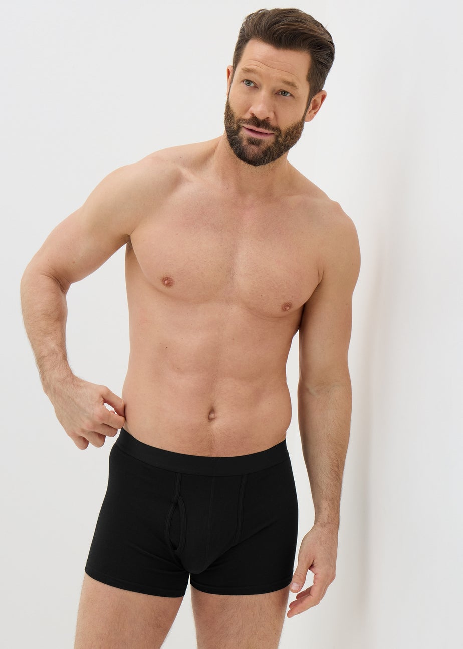3 Pack Plain Black Keyhole Boxers