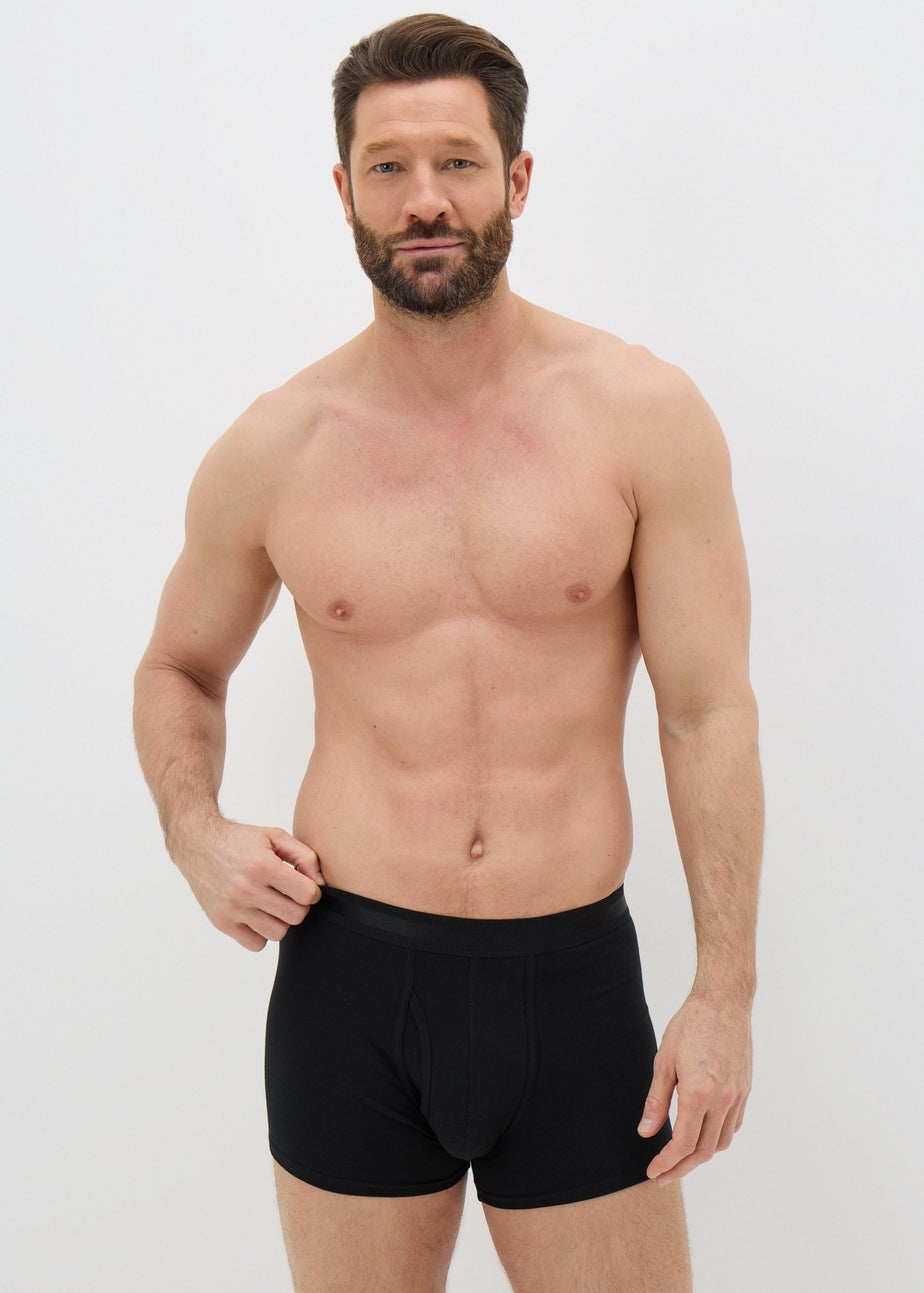 5 Pack Plain Black Keyhole Boxers