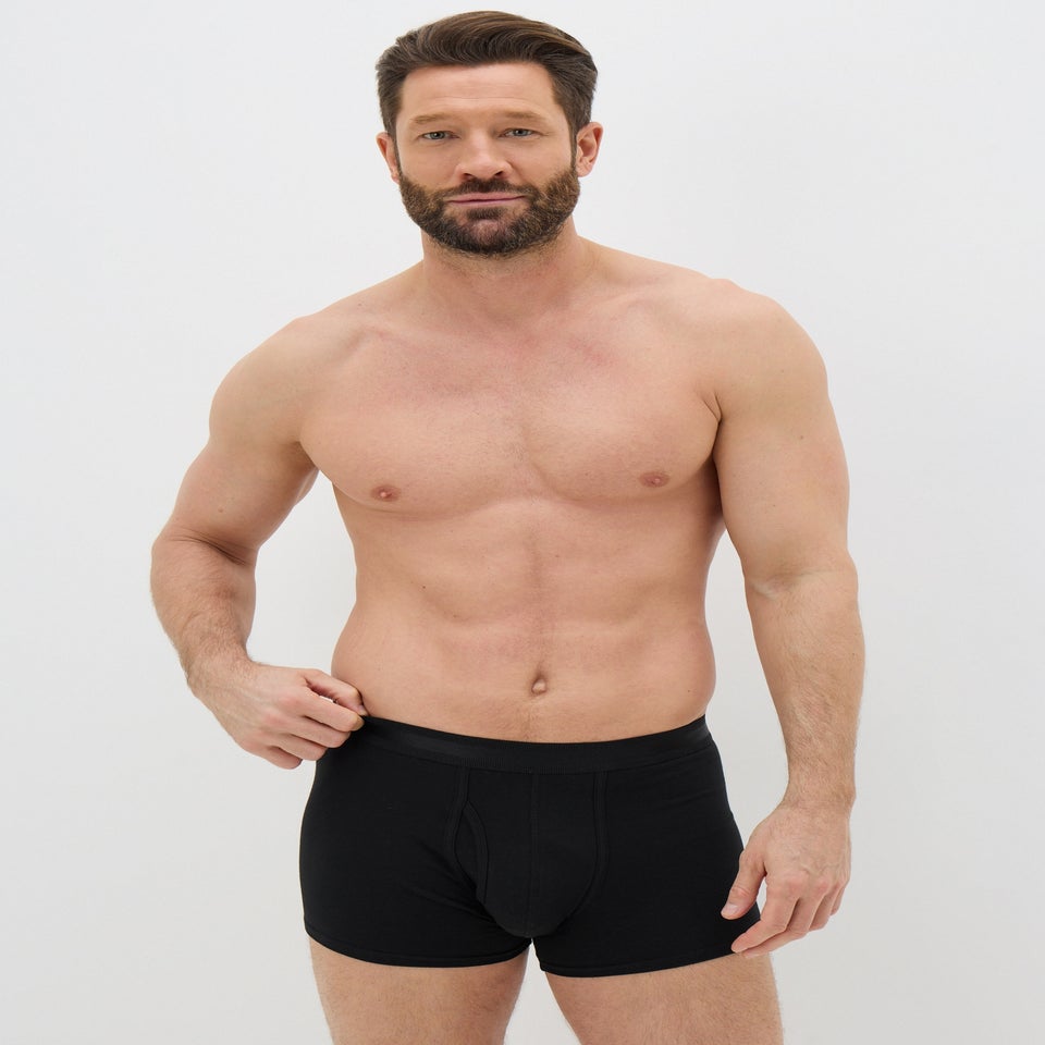 5 Pack Plain Black Keyhole Boxers