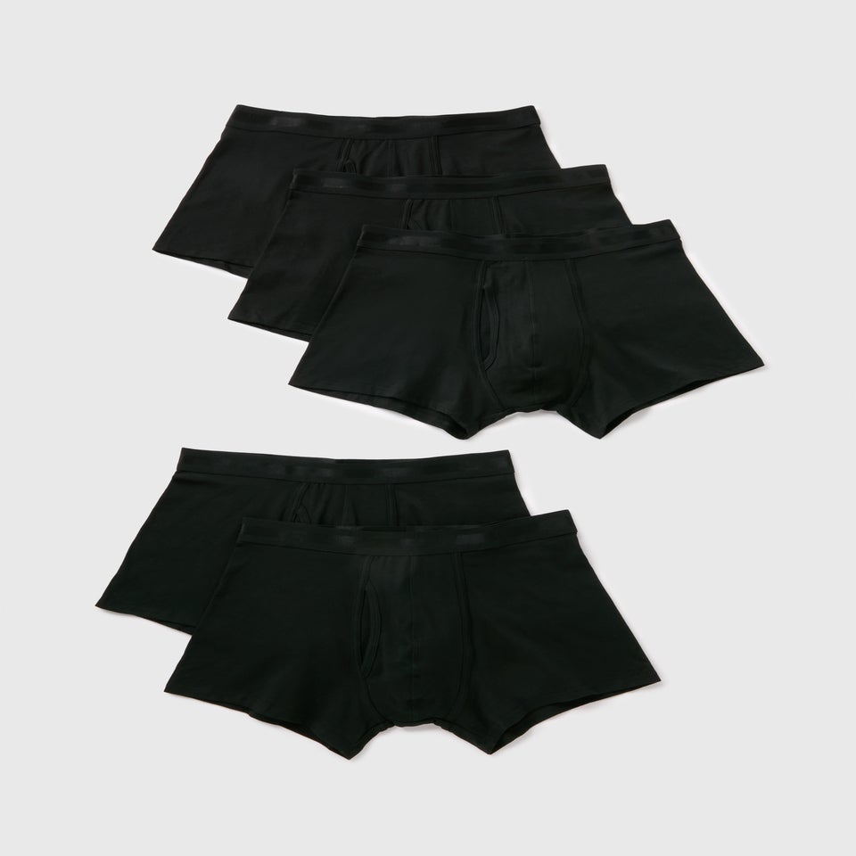 5 Pack Plain Black Keyhole Boxers