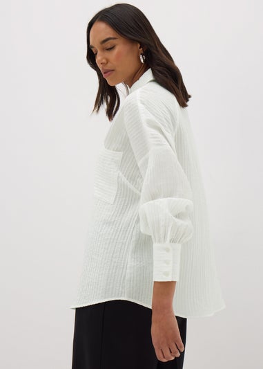 Et Vous White Textured Shirt