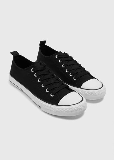 Black Toe Cap Canvas Trainers