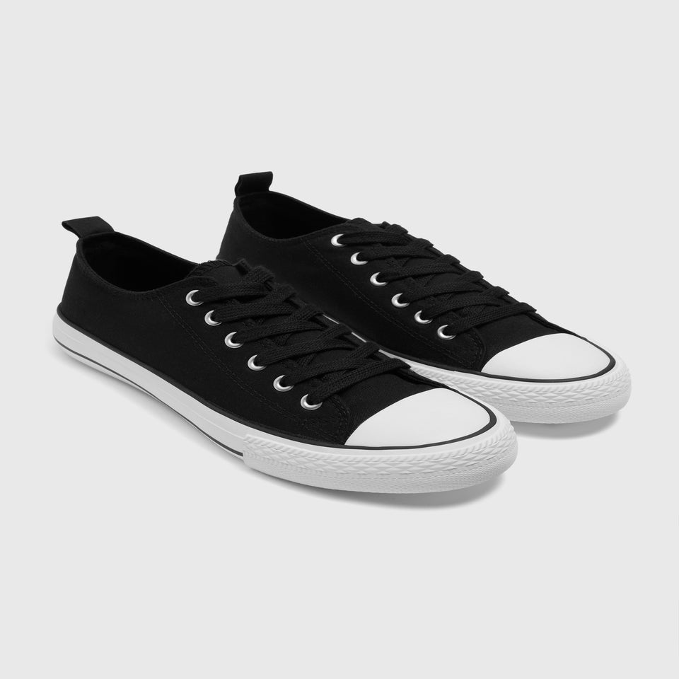 Black Toe Cap Canvas Trainers