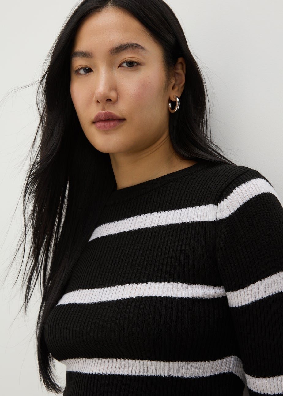 Black Stripe Crew Neck Jumper