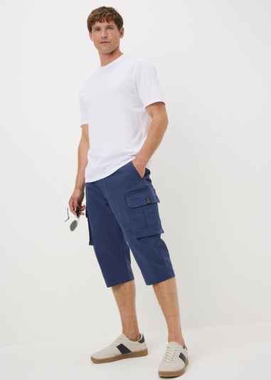 Blue 3/4 Cargo Shorts