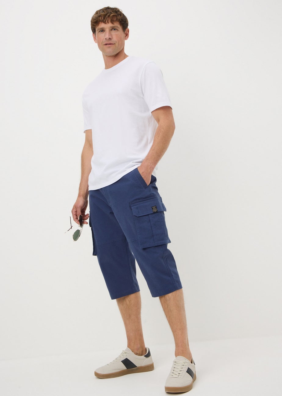 Blue 3/4 Cargo Shorts