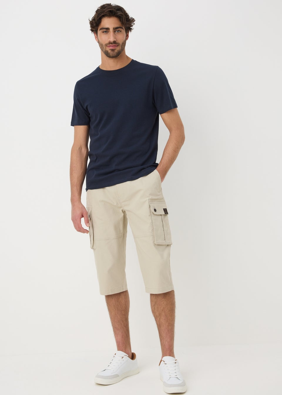 Ecru 3/4 Cargo Shorts