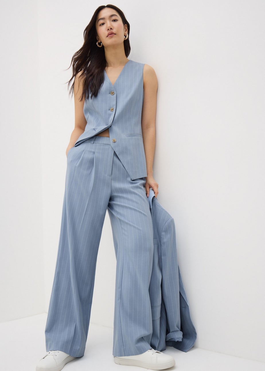 Et Vous Blue Pinstripe Wide Leg Trousers