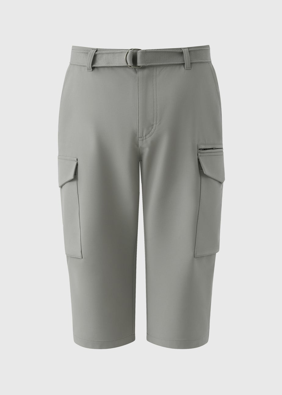 Grey Belted 3/4 Trek Shorts